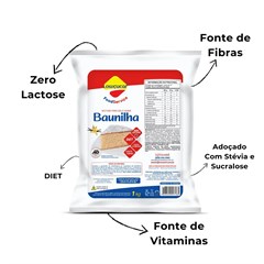 BOLO LOWCUCAR ZERO SABOR BAUNILHA 1KG