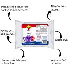 GELATINA LOWCUCAR SABOR UVA REFIL 200G