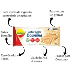 WAFER LOWCUCAR ZERO ACUCARES SABOR BAUNILHA 115G
