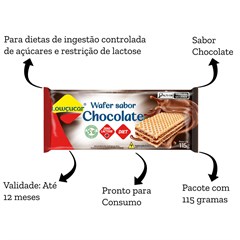WAFER LOWCUCAR ZERO ACUCARES SABOR CHOCOLATE 115G