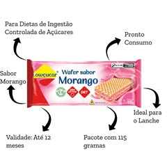 WAFER LOWCUCAR ZERO ACUCARES SABOR MORANGO 115G