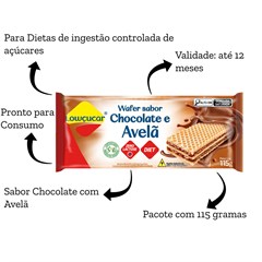 WAFER ZERO ACUCAR LOW CHOCOLATE E AVELA 115G