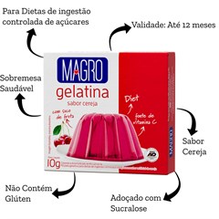 Gelatina Magro Com Sucralose Sabor Cereja 10g