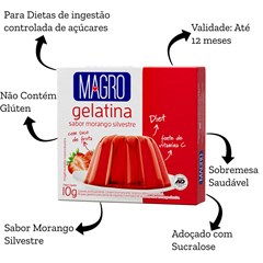 GELATINA MAGRO C/ SUCRALOSE MORANGO SILVESTRE 10G