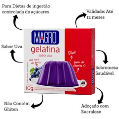 GELATINA MAGRO C/ SUCRALOSE UVA 10G