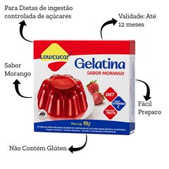 GELATINA LOWCUCAR SABOR MORANGO 10G