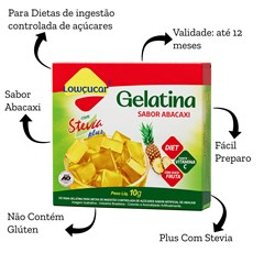 GELATINA LOWCUCAR PLUS COM STEVIA ABACAXI 10G