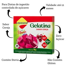 GELATINA LOWCUCAR PLUS COM STEVIA SABOR CEREJA 10G