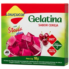 GELATINA LOWCUCAR PLUS COM STEVIA SABOR CEREJA 10G