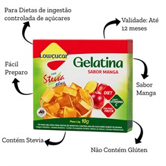GELATINA LOWCUCAR PLUS COM STEVIA SABOR MANGA 10G
