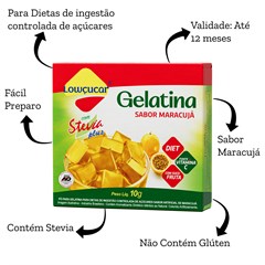 GELATINA LOWCUCAR PLUS COM STEVIA MARACUJA 10G