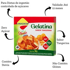 GELATINA LOWCUCAR PLUS COM STEVIA TANGERINA 10G