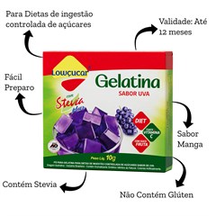 GELATINA LOWCUCAR PLUS COM STEVIA UVA 10G