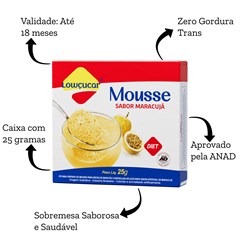 MOUSSE LOWCUCAR ZERO ACUCARES SABOR MARACUJA 25G