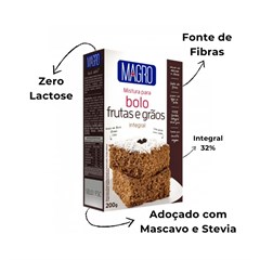 BOLO INTEGRAL COM FRUTAS E GRAOS 200G
