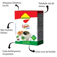 LOWCUCAR PLUS COM STEVIA SACHET CART 50UNX500MG