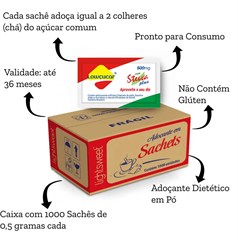 LOWCUCAR PLUS COM STEVIA SACHET 1000UNX500MG