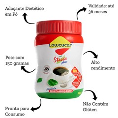 ADOCANTE LOWCUCAR PLUS COM STEVIA POTE 150G