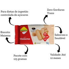 BISCOITO MAISENA LOW ZERO ADICAO DE ACUCARES 115G
