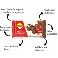 BISCOITO MAISENA CHOCOLATE LOW ZERO ACUCARES 115G