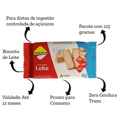 BISCOITO LEITE LOW ZERO ADICAO DE ACUCARES 115G