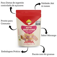 WAFER QUADRADINHO MORANGO LOW 60G