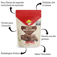 WAFER QUADRADINHO CHOCOLATE LOW 60G