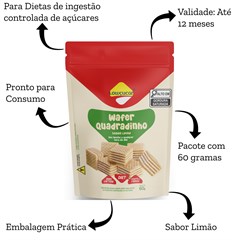 WAFER QUADRADINHO LIMAO LOW 60G