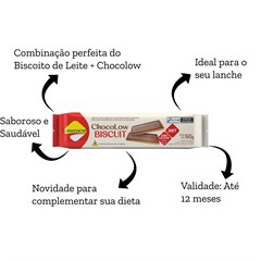 BISCOITO LEITE LOW ZERO C/BARRA SABOR CHOC 60G