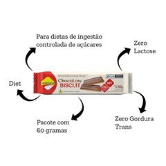 BISCOITO LEITE LOW ZERO C/BARRA SABOR CHOC 60G